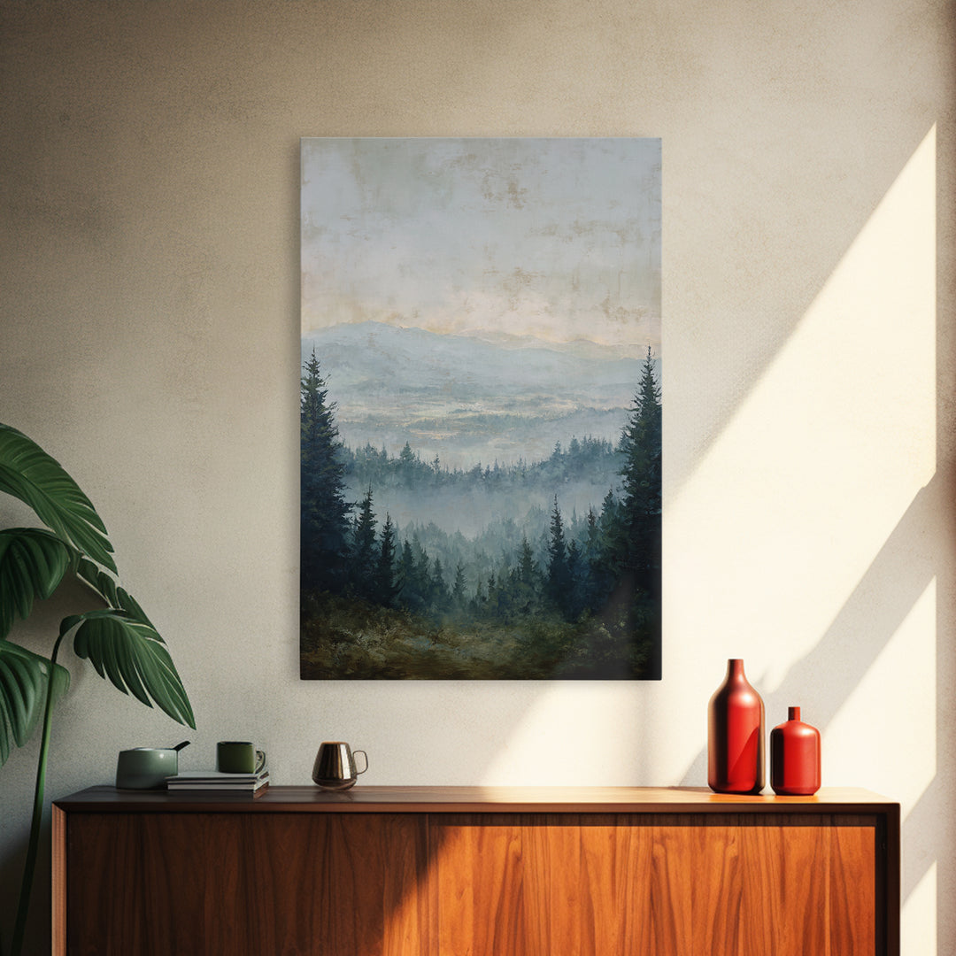 Moody Forest Landscape Canvas Print, Wall Art, Heart, Living Room Decor, Fine Art, Home Decor Gift, Original Art, WAL-2x3-66