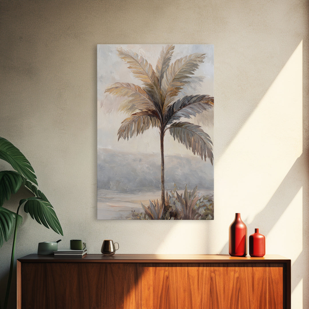 Tropical Palm Leaf Painting Canvas Print, Wall Art, Heart, Living Room Decor, Fine Art, Home Decor Gift, Original Art, WAL-2x3-72