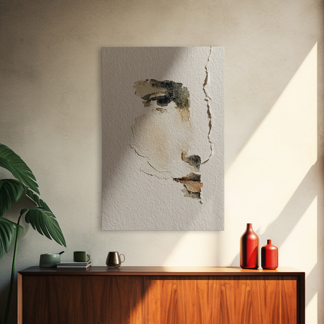 Minimal Line Portrait Canvas Print, Wall Art, Mid Century Modern, Living Room Decor, Fine Art, Textured Wall Art, WAL-2x3-86