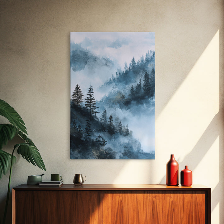 Moody Forest Landscape Framed Canvas Print, Wall Art, Metal Wall Art, Living Room Decor, Oil Painting, Digital Print, WAL-2x3-90