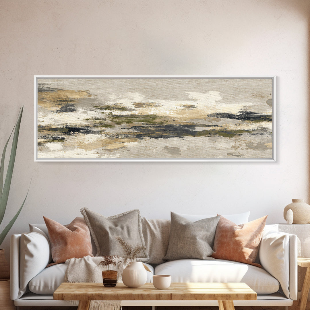 Urban Skyline in Muted Evening Color Framed Canvas Print, Wall Art, Art Print, Living Room Decor, Abstract Art, WAL-3x1-10