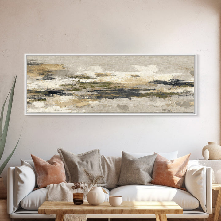 Urban Skyline in Muted Evening Color Framed Canvas Print, Wall Art, Art Print, Living Room Decor, Abstract Art, WAL-3x1-10