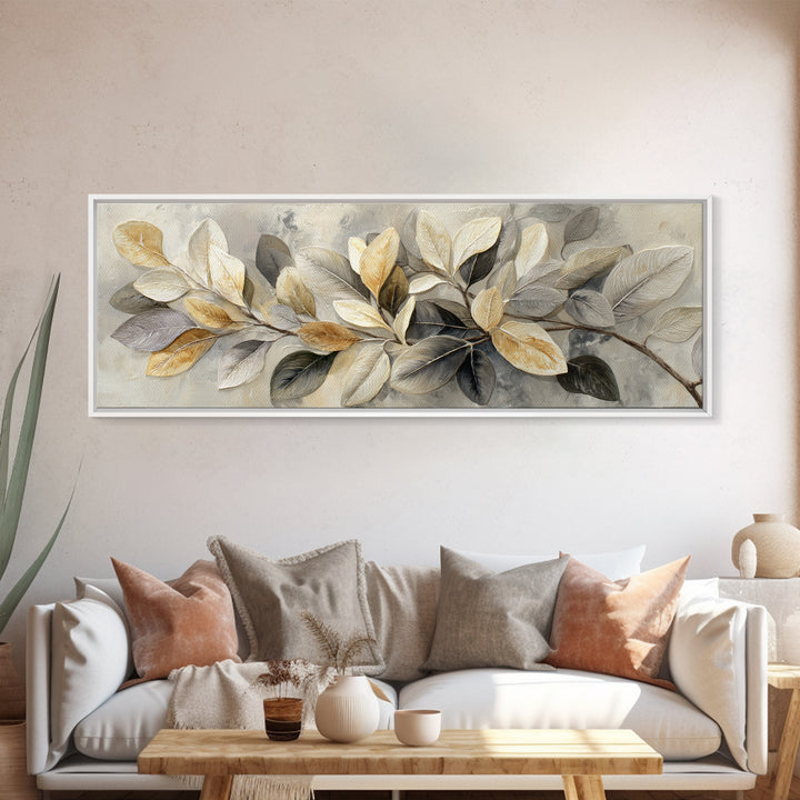Large Botanical Print Framed Canvas Print, Wall Art, Digital Wall Art, Living Room Decor, Watercolor Art, Wood Wall Art, WAL-3x1-18