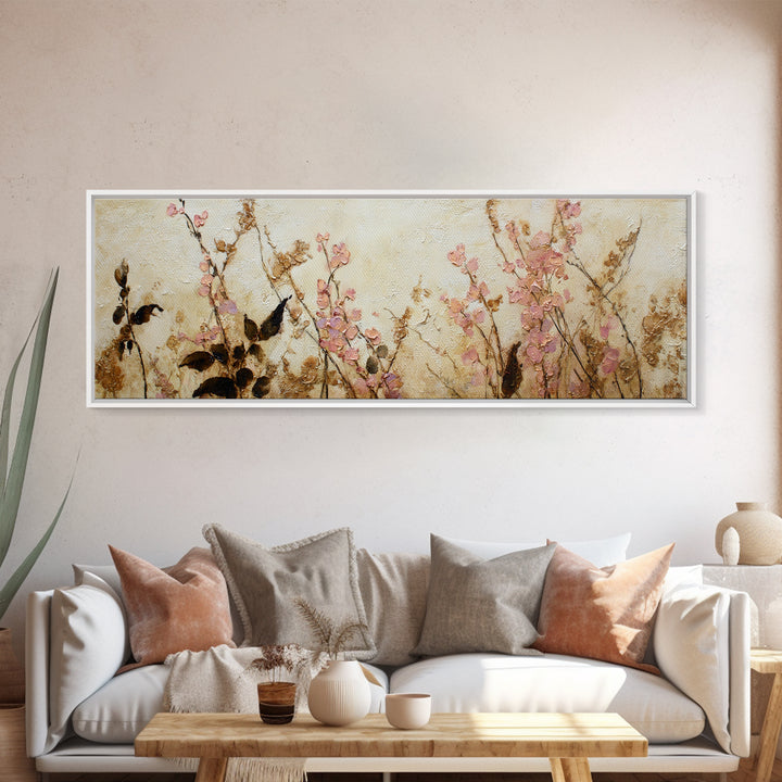 Soft Floral Oil Painting Canvas Print, Wall Art, Digital Print, Living Room Decor, Fine Art, Luxury Decor, Textured Painting, WAL-3x1-21