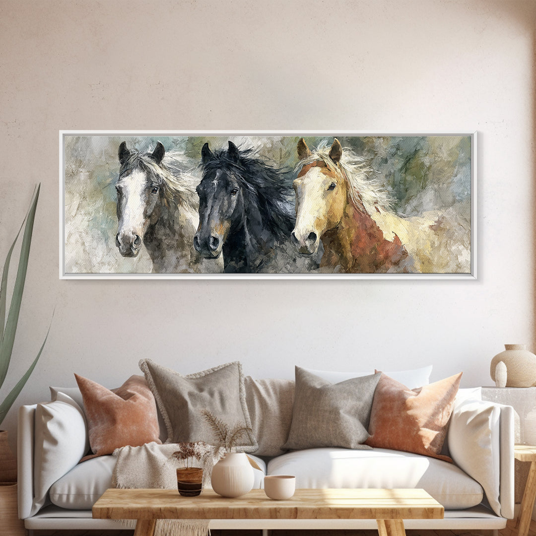 Wild Horse Portrait Canvas Print, Wall Art, Framed Wall Art, Living Room Decor, Fine Art, Fine Art Print, Statement Artwork, WAL-3x1-29