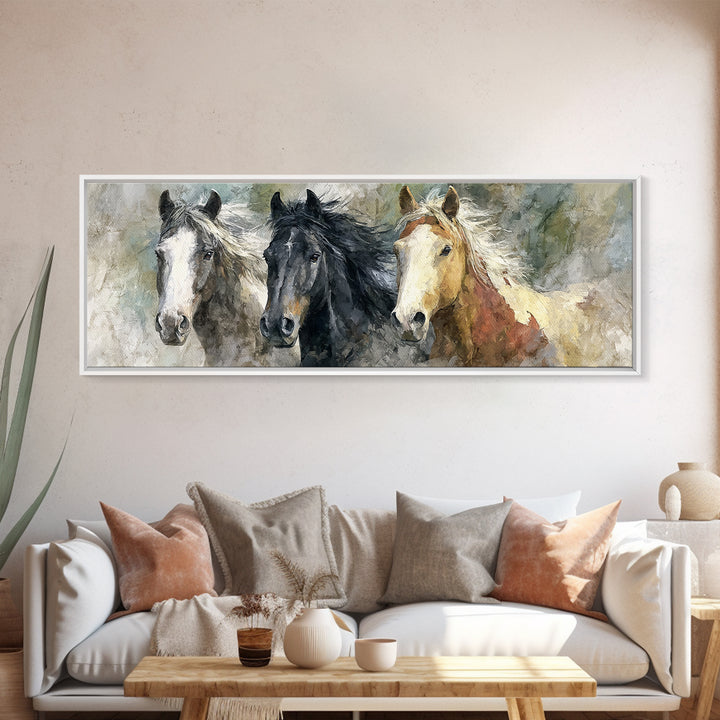 Wild Horse Portrait Canvas Print, Wall Art, Framed Wall Art, Living Room Decor, Fine Art, Fine Art Print, Statement Artwork, WAL-3x1-29