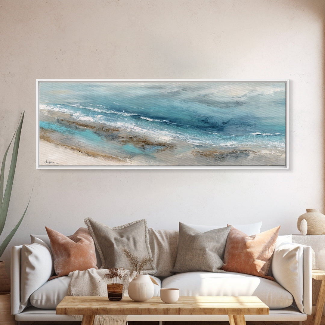 Coastal Aerial Water Study Canvas Print, Wall Art, Fine Art Print, Living Room Decor, Fine Art, Wall Decor, Painting, WAL-3x1-3