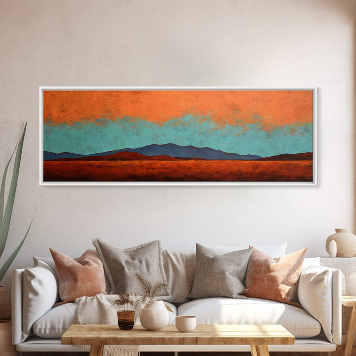 Desert Landscape in Warm Terracotta Tones Framed Canvas Print, Wall Art, Heart, Living Room Decor, Fine Art, WAL-3x1-47