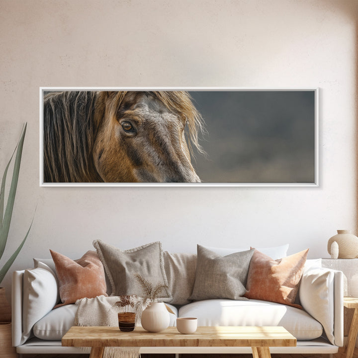 Wild Horse Portrait Framed Canvas Print, Wall Art, Prints Wall Art, Living Room Decor, Fine Art, Textured Painting, WAL-3x1-53