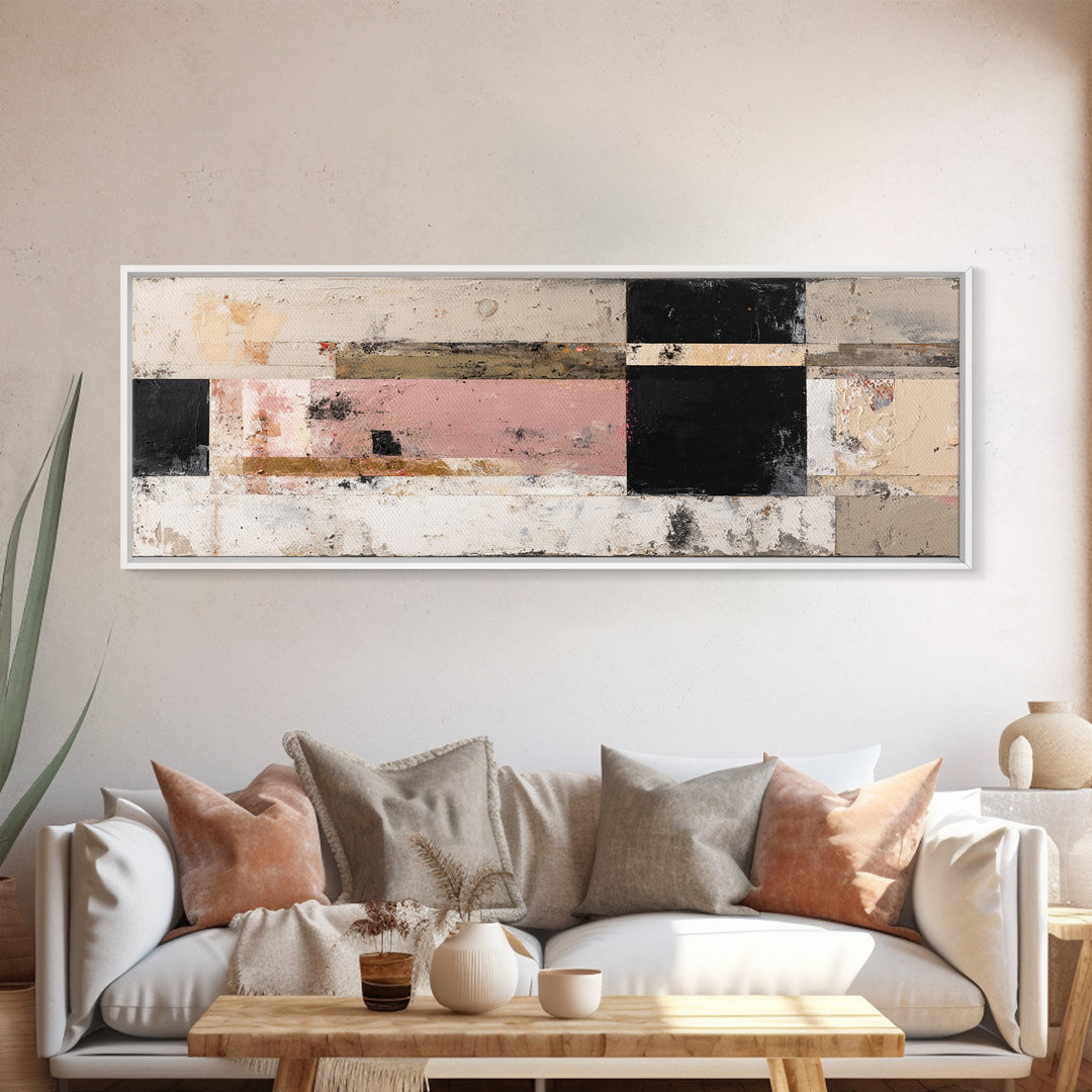 Modern Geometric Composition for Living Spaces Framed Canvas Print, Wall Art, Home Decor, Living Room Decor, Abstract Art, WAL-3x1-68