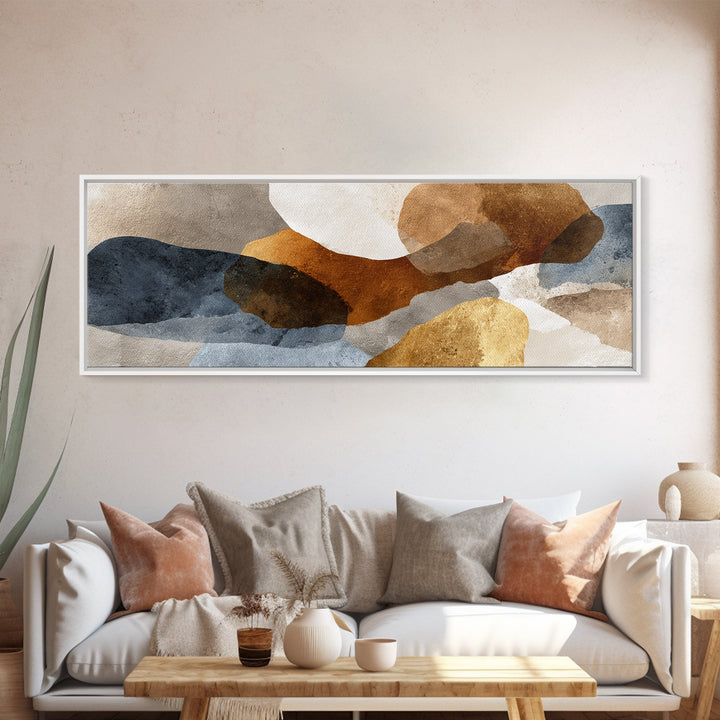 Luxury Neutral Plaster Texture Abstract Framed Canvas Print, Wall Art, Statement Artwork, Living Room Decor, Abstract Art, WAL-3x1-7