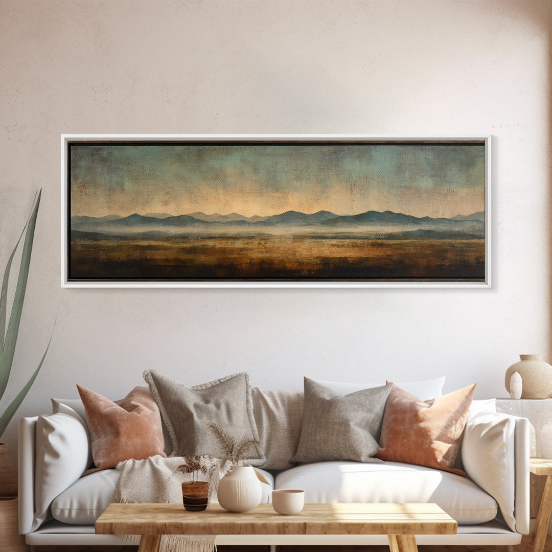 Desert Landscape in Warm Terracotta Tones Canvas Print, Wall Art, Metal Wall Art, Living Room Decor, Oil Painting, WAL-3x1-71