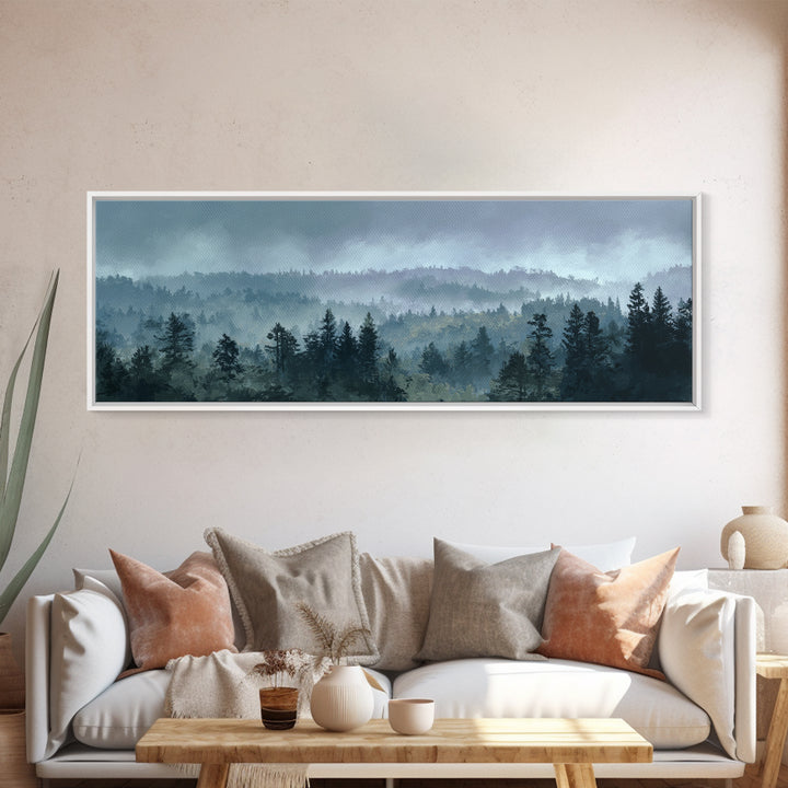 Moody Forest Landscape Framed Canvas Print, Wall Art, Framed Wall Art, Living Room Decor, Fine Art, Fine Art Print, WAL-3x1-74