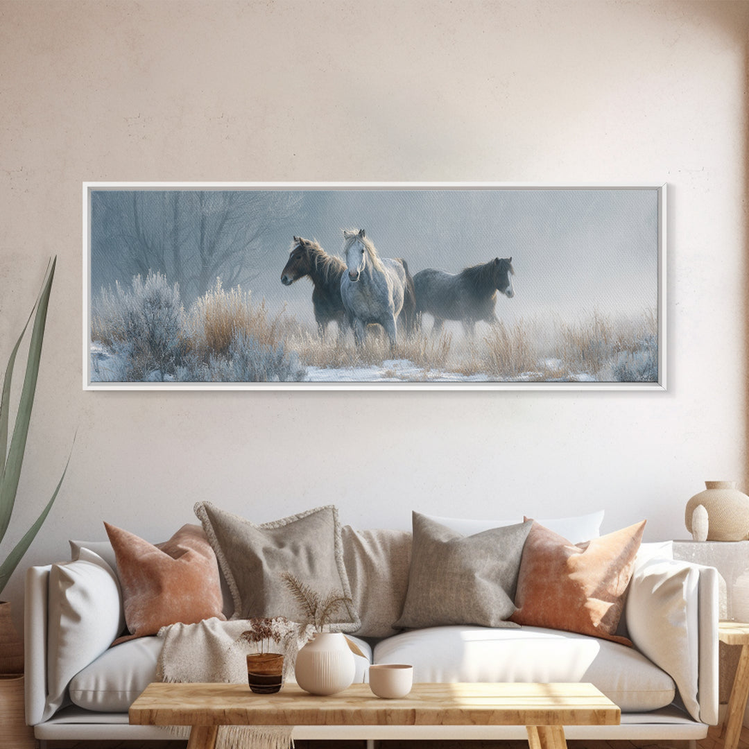 Wild Horse Portrait Framed Canvas Print, Wall Art, Prints Wall Art, Living Room Decor, Fine Art, Textured Painting, WAL-3x1-77