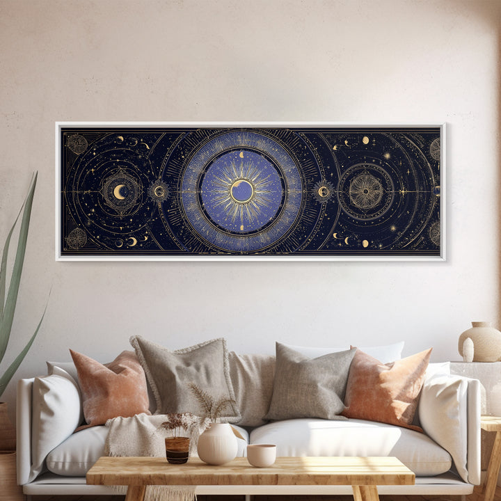 Celestial Moon and Stars Artwork Canvas Print, Wall Art, Printable Wall Art, Living Room Decor, Fine Art, Original Art, WAL-3x1-78