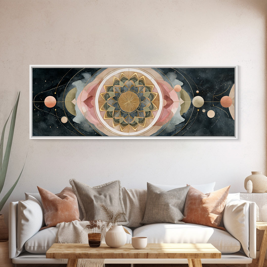 Sacred Geometry Mandala Canvas Print, Wall Art, Living Room Decor, Oil Painting, Minimalist Decor, Contemporary Art, WAL-3x1-85