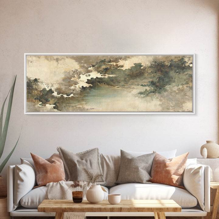 Monochrome Ink Crane Composition Canvas Print, Wall Art, Living Room Decor, Oil Painting, Metal Wall Art, Digital Wall Art, WAL-3x1-88