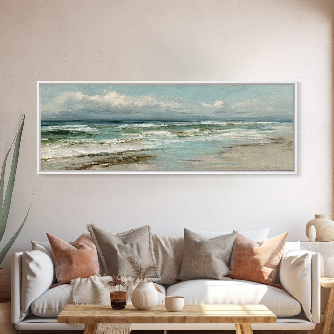 Classic Seascape with Dramatic Clouds Canvas Print, Wall Art, Art Print, Living Room Decor, Fine Art, Wall Hanging, WAL-3x1-91
