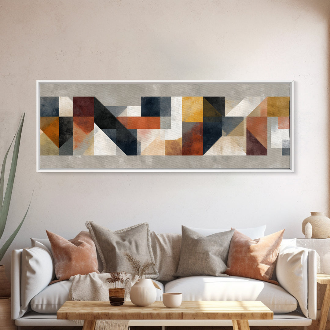 Modern Geometric Composition for Living Spaces Canvas Print, Wall Art, Heart, Living Room Decor, Fine Art, Home Decor Gift, WAL-3x1-92