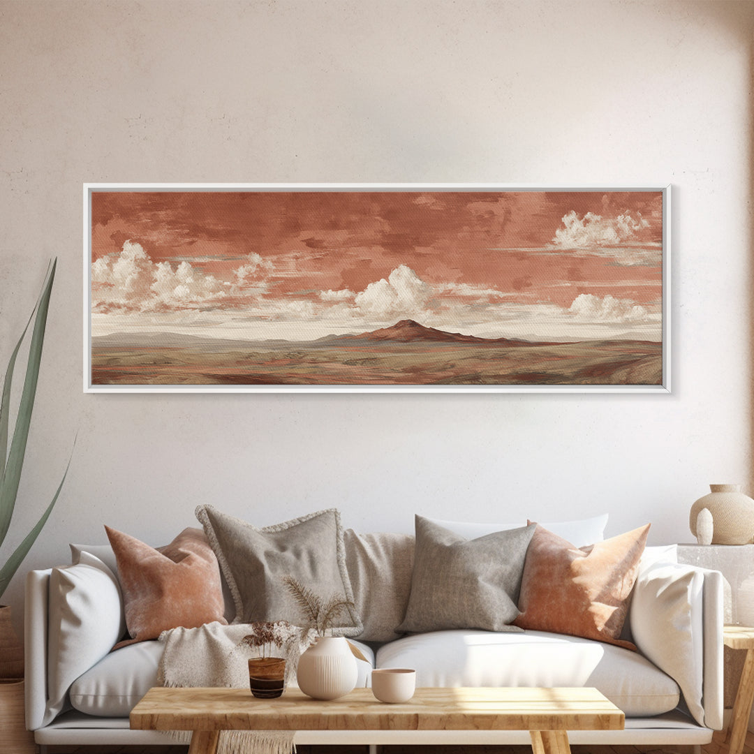 Desert Landscape in Warm Terracotta Tones Canvas Print, Wall Art, Heart, Living Room Decor, Fine Art, Home Decor Gift, WAL-3x1-95