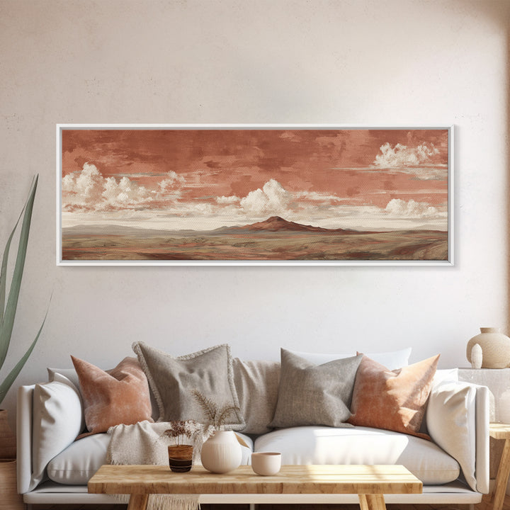 Desert Landscape in Warm Terracotta Tones Canvas Print, Wall Art, Heart, Living Room Decor, Fine Art, Home Decor Gift, WAL-3x1-95