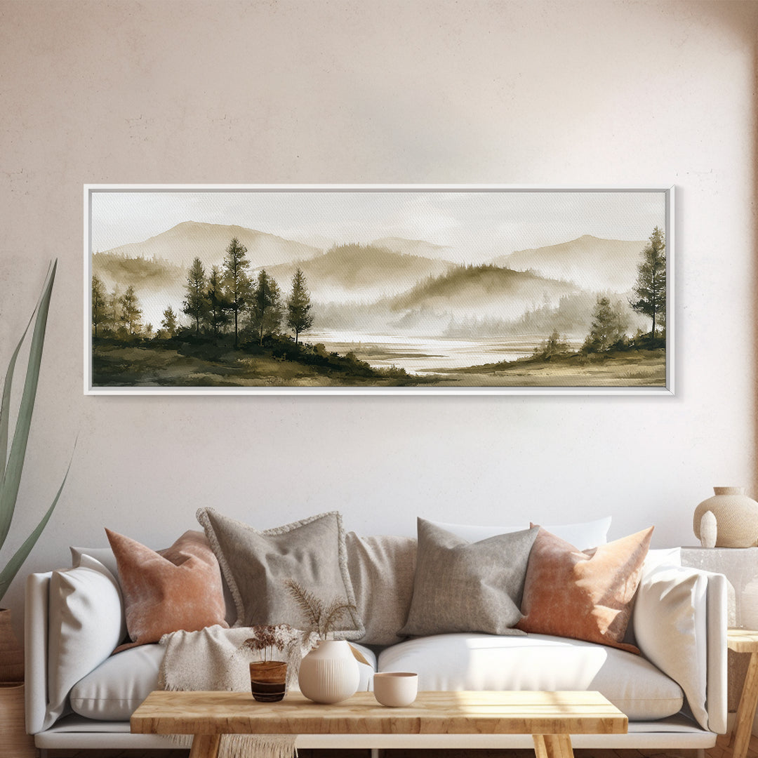 Moody Forest Landscape Canvas Print, Wall Art, Prints Wall Art, Living Room Decor, Oil Painting, Textured Painting, WAL-3x1-98