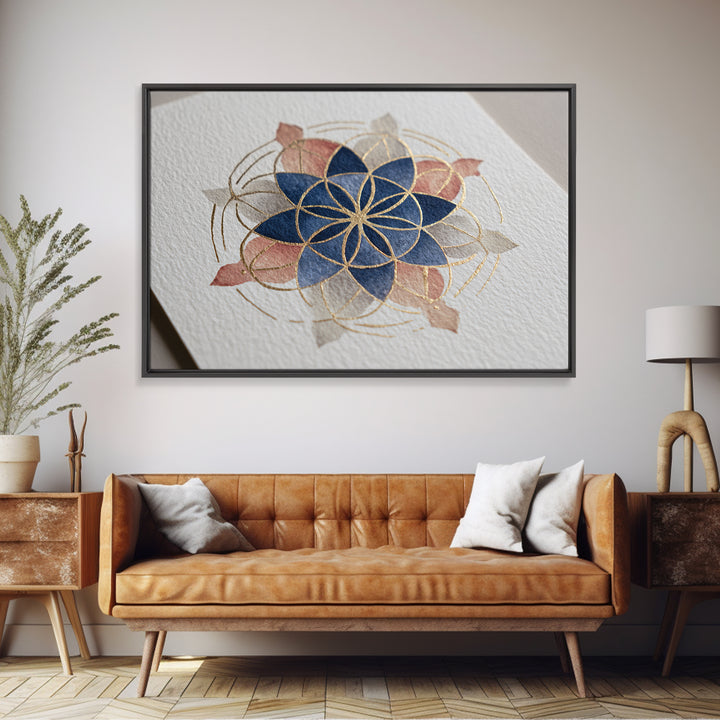 Sacred Geometry Mandala Canvas Print, Wall Art, Original Art, Living Room Decor, Fine Art, Modern Decor, Fine Art Print, WAL-3x2-1