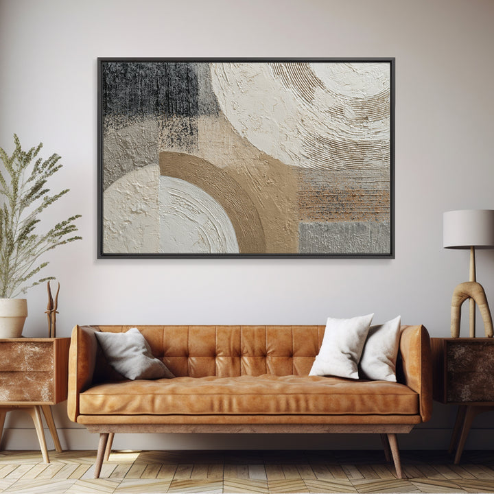 Luxury Neutral Plaster Texture Abstract Framed Canvas Print, Wall Art, Statement Artwork, Living Room Decor, Abstract Art, WAL-3x2-19