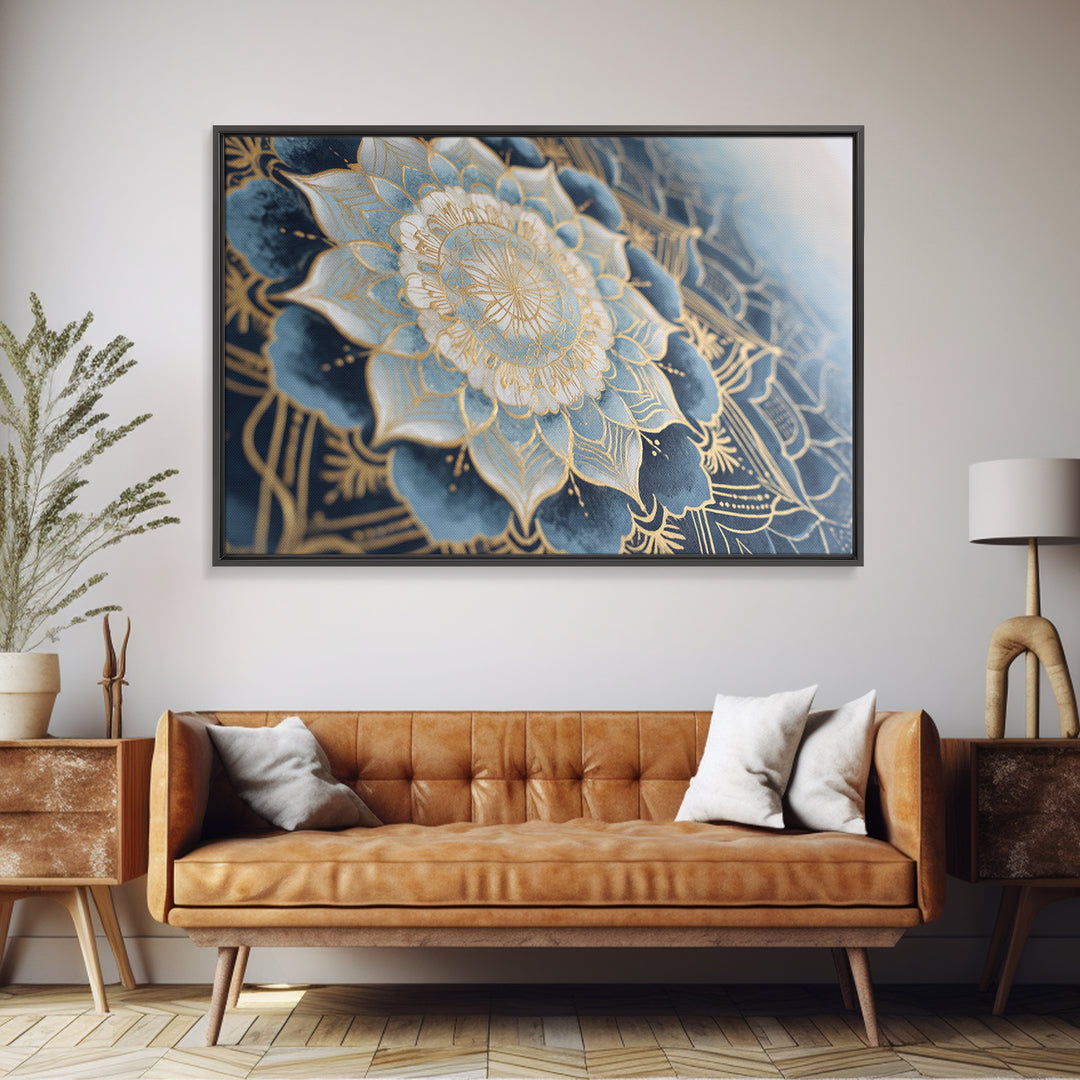 Sacred Geometry Mandala Framed Canvas Print, Wall Art, Wood Wall Art, Living Room Decor, Abstract Art, Textured Painting, WAL-3x2-25