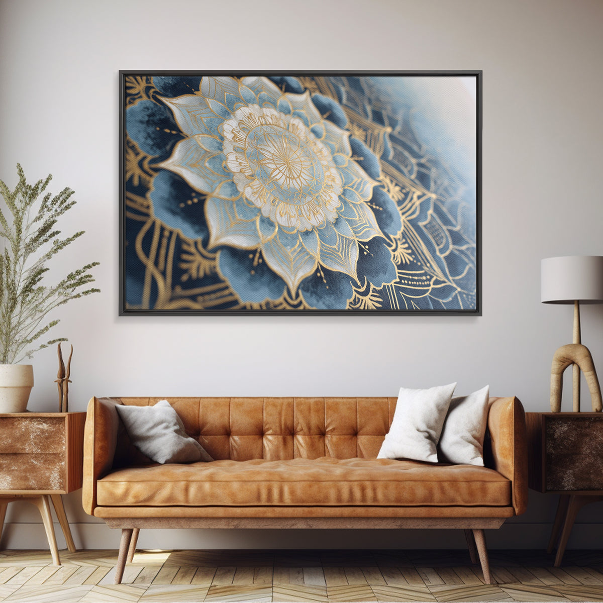 Sacred Geometry Mandala Framed Canvas Print, Wall Art, Wood Wall Art, Living Room Decor, Abstract Art, Textured Painting, WAL-3x2-25