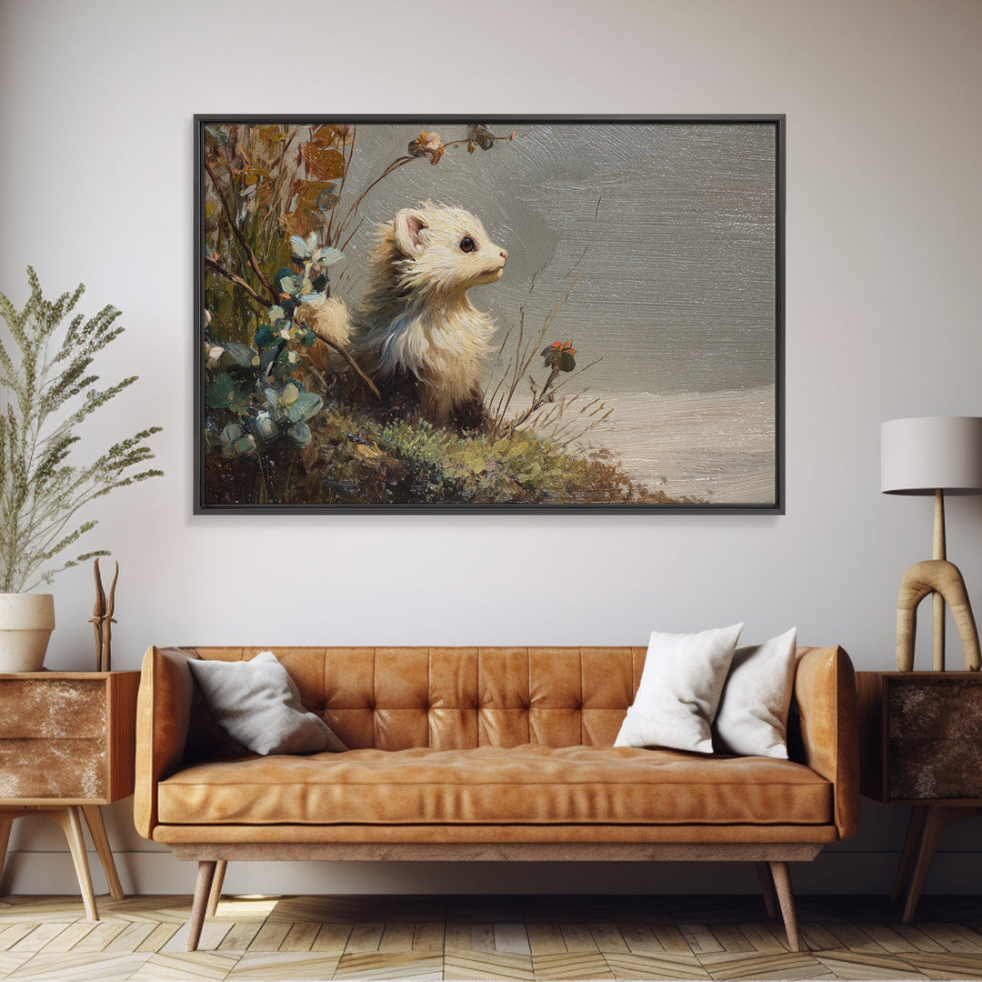 Whimsical Animal Portrait Canvas Print, Wall Art, Digital Print, Living Room Decor, Fine Art, Luxury Decor, Textured Painting, WAL-3x2-3
