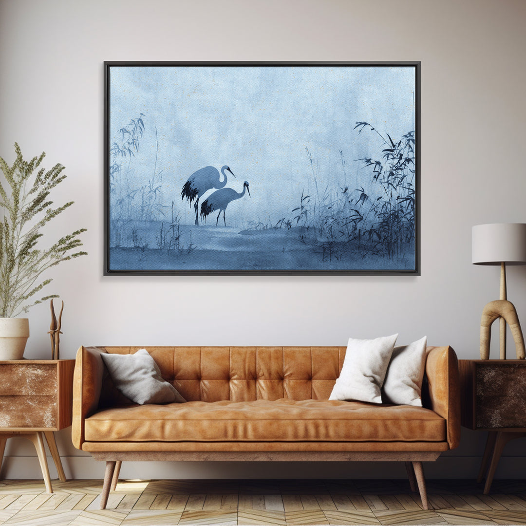 Monochrome Ink Crane Composition Canvas Print, Wall Art, Wall Art for Mom, Living Room Decor, Oil Painting, Prints Wall Art, WAL-3x2-4