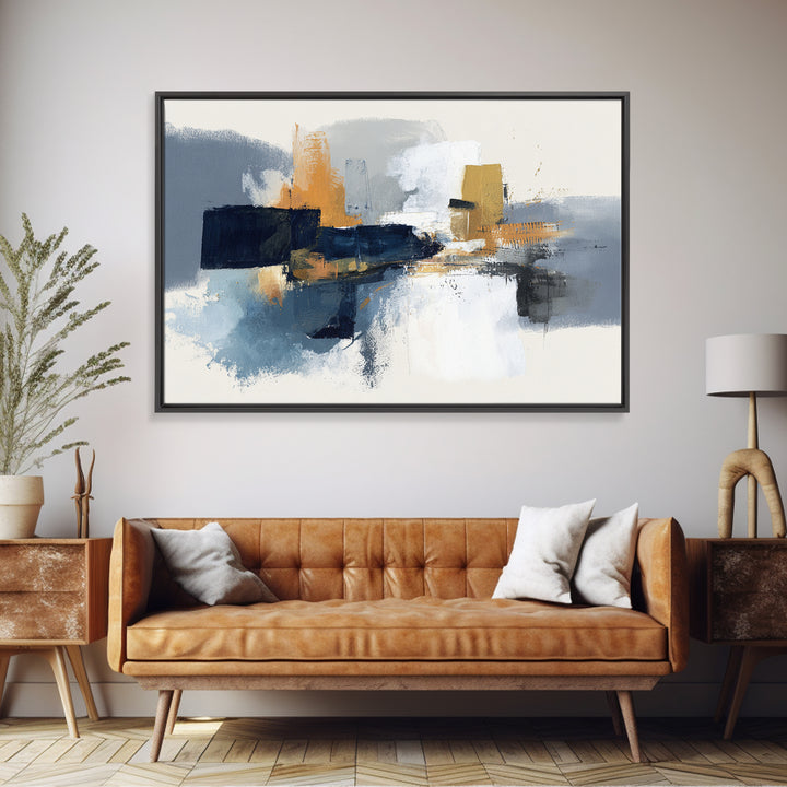Statement Abstract with Bold Layered Brushwork Framed Canvas Print, Wall Art, Prints Wall Art, Living Room Decor, Fine Art, WAL-3x2-5
