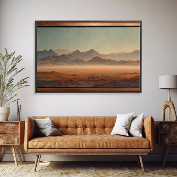 Desert Landscape in Warm Terracotta Tones Framed Canvas Print, Wall Art, Heart, Living Room Decor, Fine Art, WAL-3x2-59