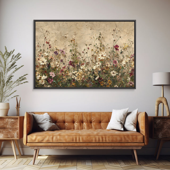 Impressionist Meadow of Wildflowers Framed Canvas Print, Wall Art, Gallery Decor, Living Room Decor, Fine Art, WAL-3x2-69