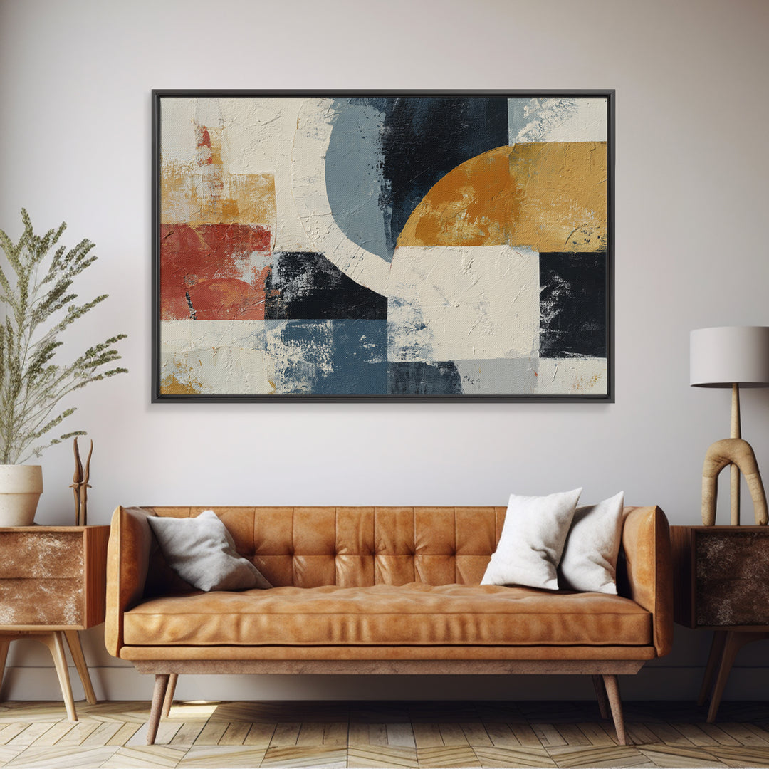 Statement Abstract with Bold Layered Brushwork Framed Canvas Print, Wall Art, Room Decor, Living Room Decor, Abstract Art, WAL-3x2-77
