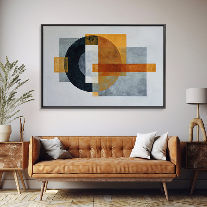 Modern Geometric Composition for Living Spaces Framed Canvas Print, Wall Art, Framed Wall Art, Living Room Decor, Fine Art, WAL-3x2-8
