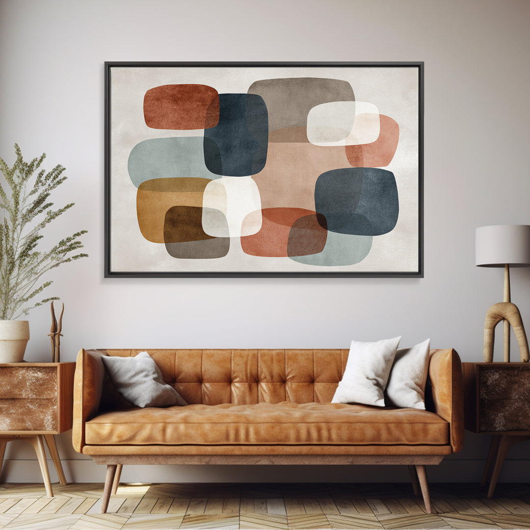 Modern Geometric Composition for Living Spaces Framed Canvas Print, Wall Art, Home Decor, Living Room Decor, Abstract Art, WAL-3x2-80