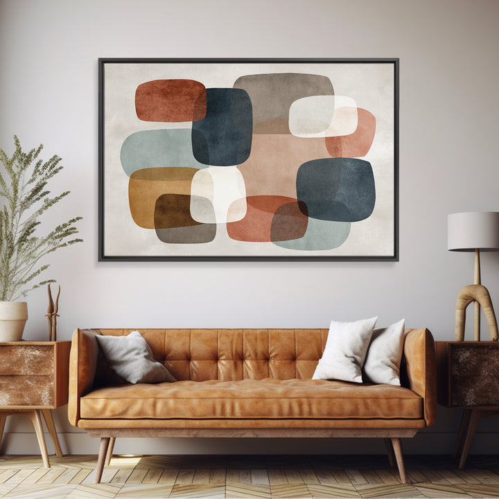 Modern Geometric Composition for Living Spaces Framed Canvas Print, Wall Art, Home Decor, Living Room Decor, Abstract Art, WAL-3x2-80