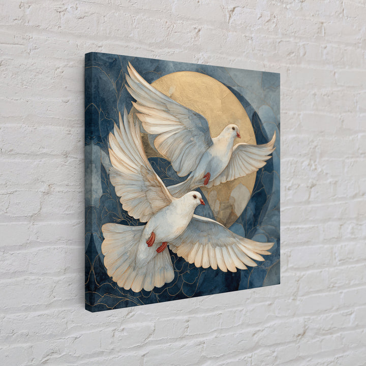 Doves Flying Through Soft Golden Light Framed Canvas Print, Wedding Art, Printable Art, Living Room Decor, Fine Art, Romance, WED-1x1-11