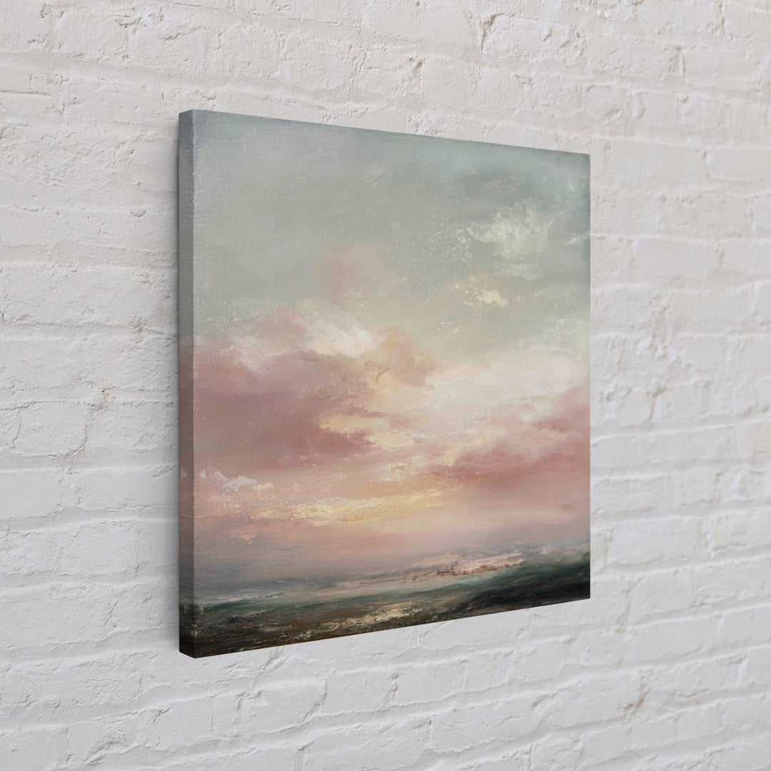 Blush Cloudscape with Dreamy Atmosphere Canvas Print, Wedding Art, Custom Painting, Living Room Decor, Oil Painting, Romance, WED-1x1-15