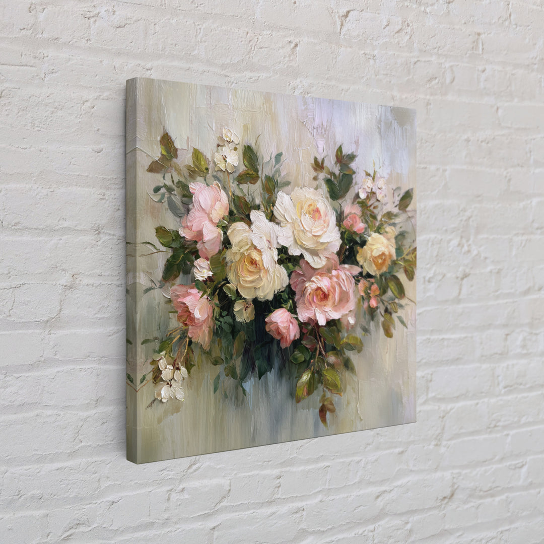 Classic Church Bells and Flowers Without Interior Canvas Print, Wedding Art, Custom Wedding Gift, Living Room Decor, Romance, WED-1x1-18