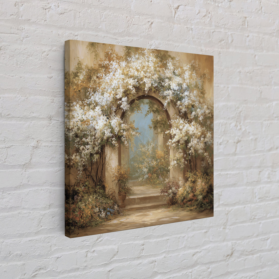 Romantic Garden Arch Covered Framed Canvas Print, Wedding Art, Beach Wedding, Living Room Decor, Romance, Modern Decor, WED-1x1-34