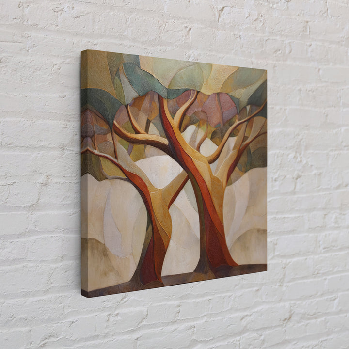 Two Intertwined Trees as Symbolic Artwork Framed Canvas Print, Wedding Art, Custom Wedding Gift, Living Room Decor, Romance, WED-1x1-47