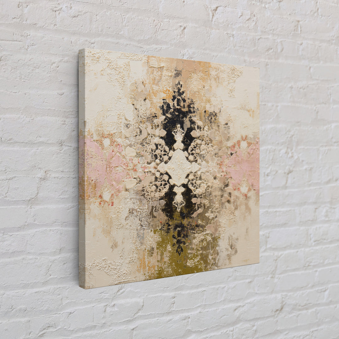 Lace Pattern Ivory Abstraction Framed Canvas Print, Wedding Art, Wedding Poster, Living Room Decor, Abstract Art, Romance, WED-1x1-67