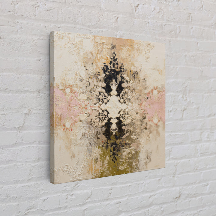 Lace Pattern Ivory Abstraction Framed Canvas Print, Wedding Art, Wedding Poster, Living Room Decor, Abstract Art, Romance, WED-1x1-67