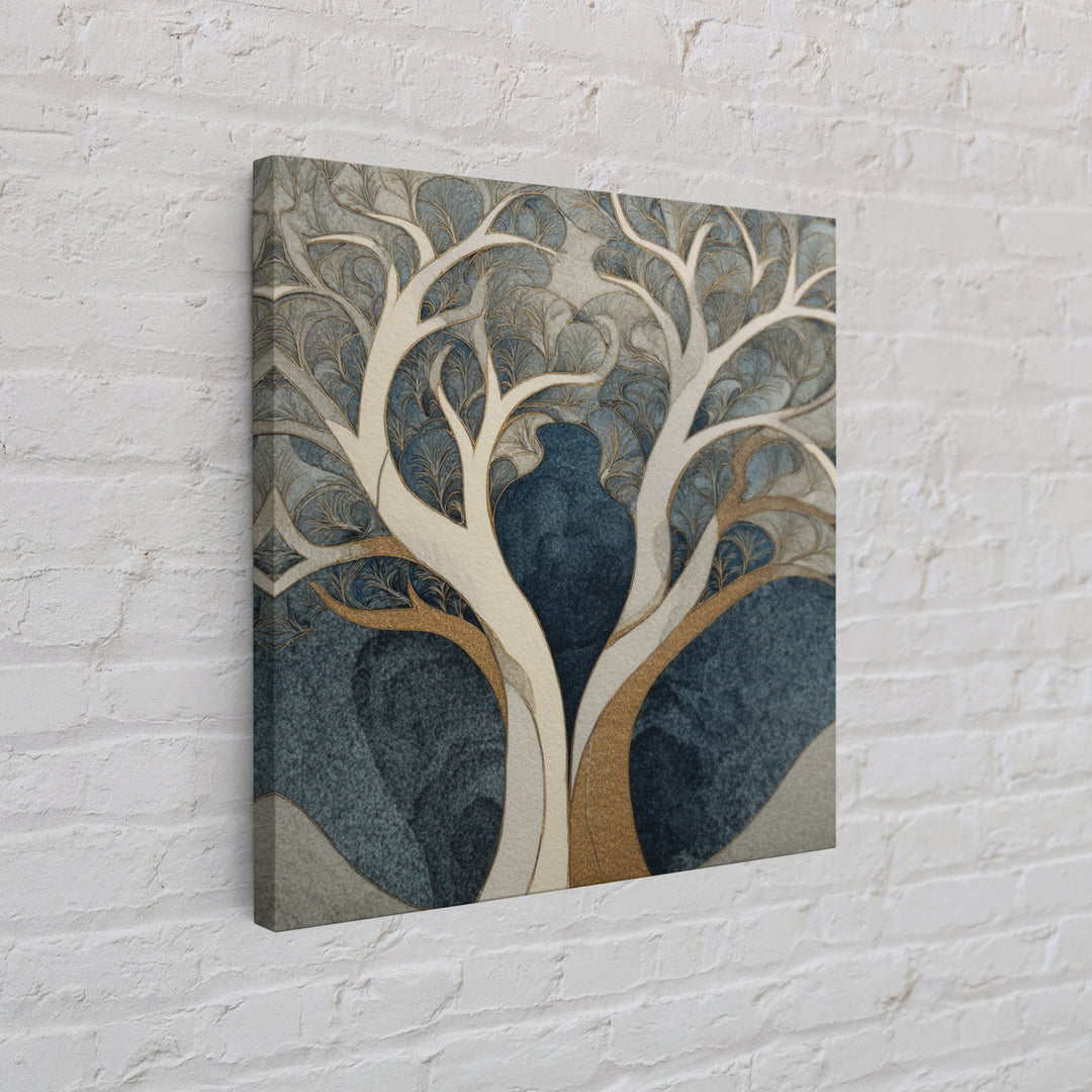 Two Intertwined Trees as Symbolic Artwork Canvas Print, Wedding Art, Wedding Stationery, Living Room Decor, Fine Art, Romance, WED-1x1-95