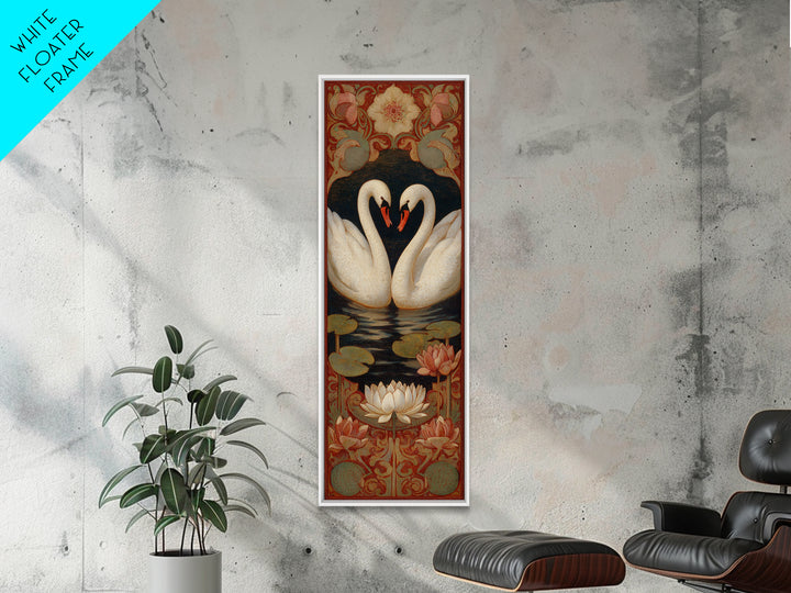 Two Swans Forming a Heart on Dark Canvas Print, Wedding Art, Bride and Groom, Living Room Decor, Romance, Neutral Decor, WED-1x3-14