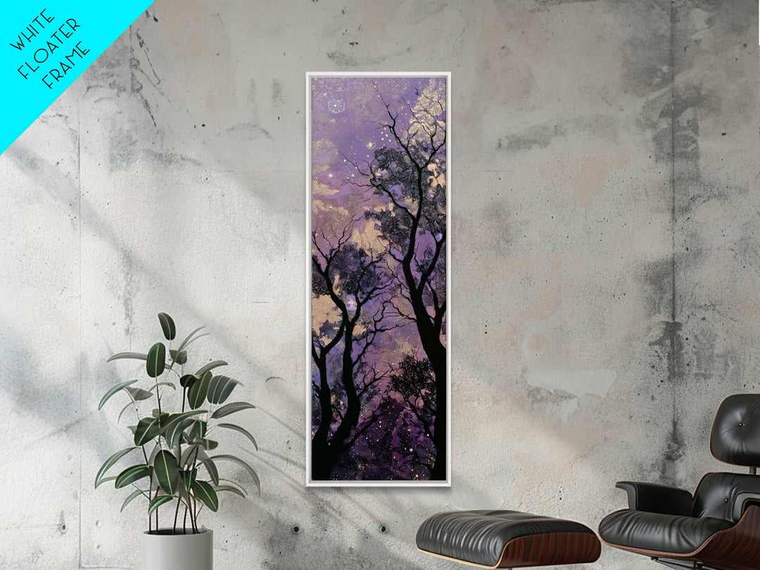 Couple Silhouette Beneath Moonlit Trees Canvas Print, Wedding Art, Neutral Decor, Living Room Decor, Fine Art, Romance, WED-1x3-17