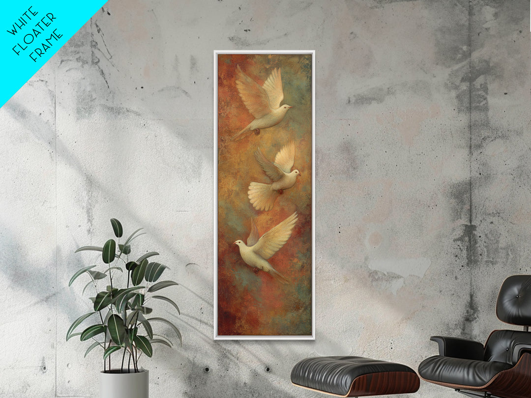 Doves Flying Through Soft Golden Light Canvas Print, Wedding Art, Boho Decor, Living Room Decor, Fine Art, Romance, Art Print, WED-1x3-23